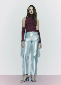 Mujer Brownie Spain Pantalones-Pantalon Metalizado Efecto Piel