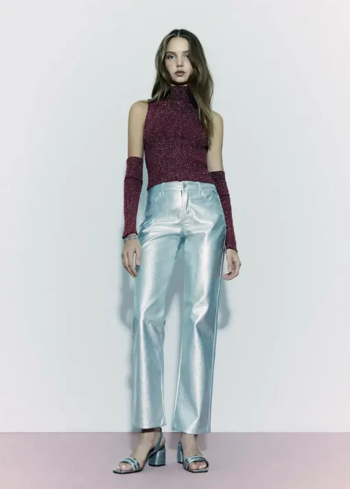 Mujer Brownie Spain Pantalones-Pantalon Metalizado Efecto Piel