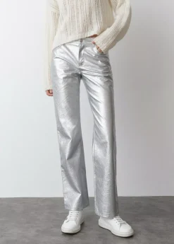 Mujer Brownie Spain Pantalones-Pantalon Metalizado Efecto Piel