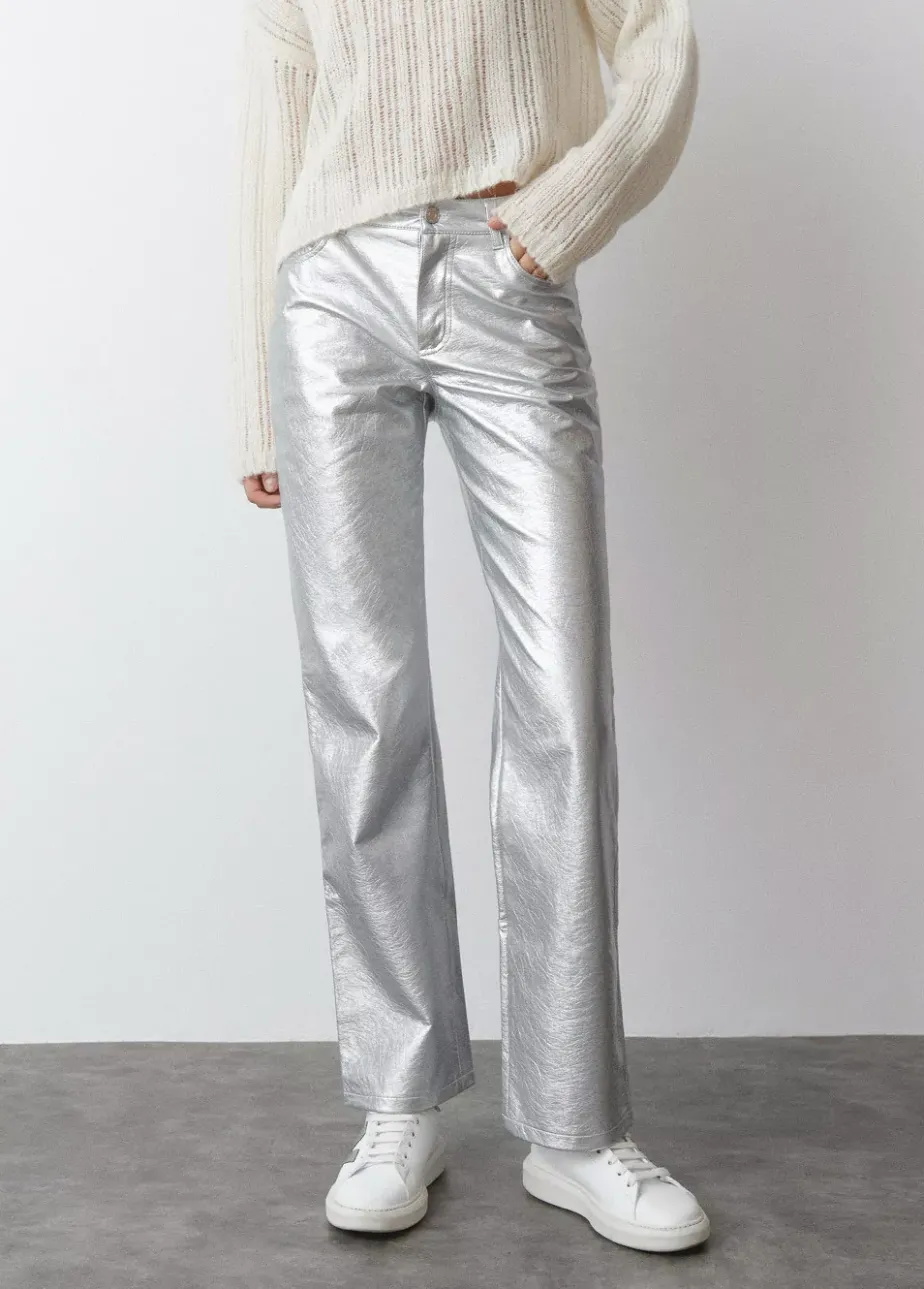 Mujer Brownie Spain Pantalones-Pantalon Metalizado Efecto Piel