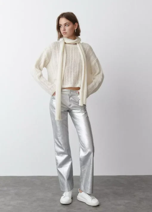 Mujer Brownie Spain Pantalones-Pantalon Metalizado Efecto Piel