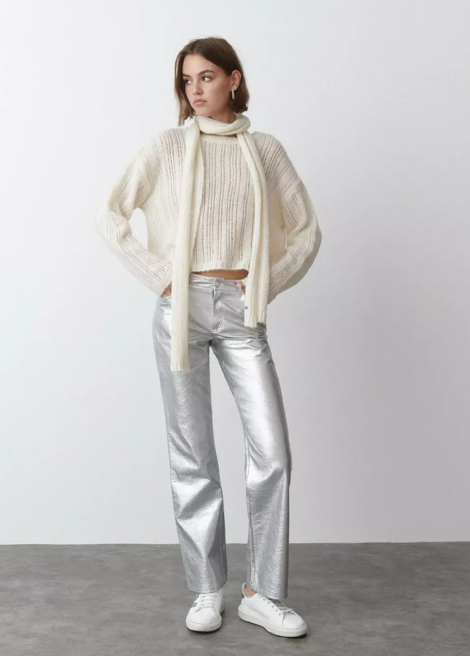 Mujer Brownie Spain Pantalones-Pantalon Metalizado Efecto Piel