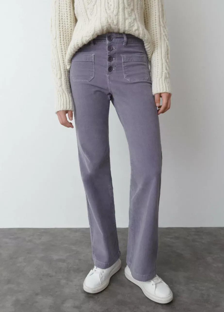 Mujer Brownie Spain Pantalones-Pantalon Pana Culotte Bolsillo Frontal