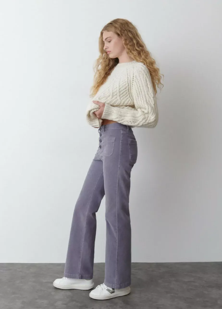 Mujer Brownie Spain Pantalones-Pantalon Pana Culotte Bolsillo Frontal