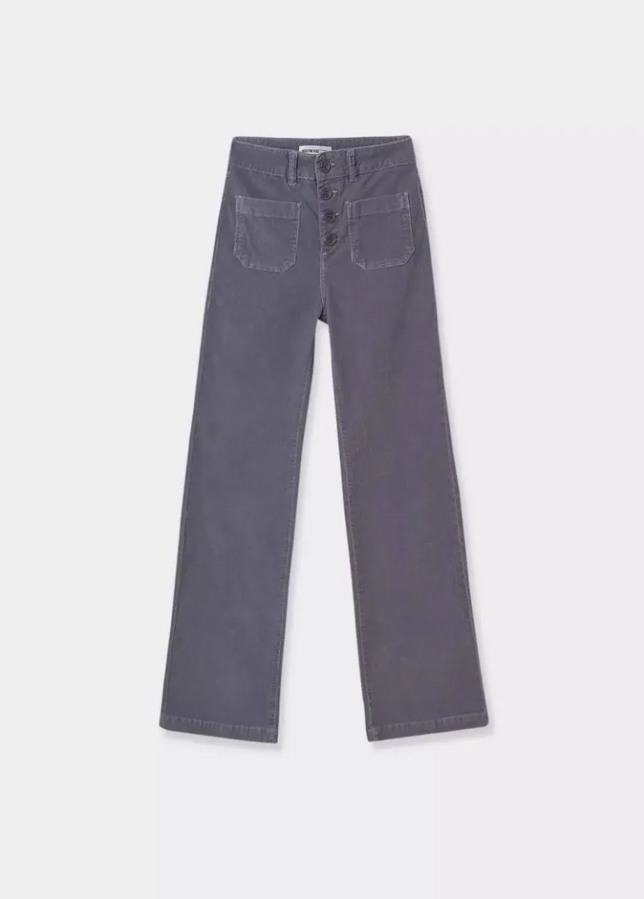 Mujer Brownie Spain Pantalones-Pantalon Pana Culotte Bolsillo Frontal