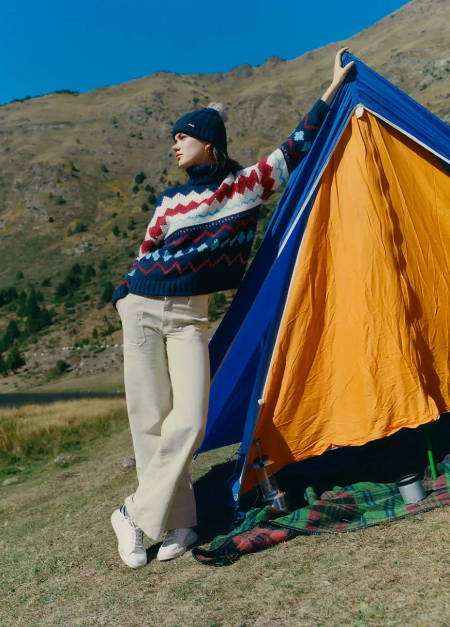 Mujer Brownie Spain Pantalones-Pantalon Pana Culotte Bolsillo Frontal