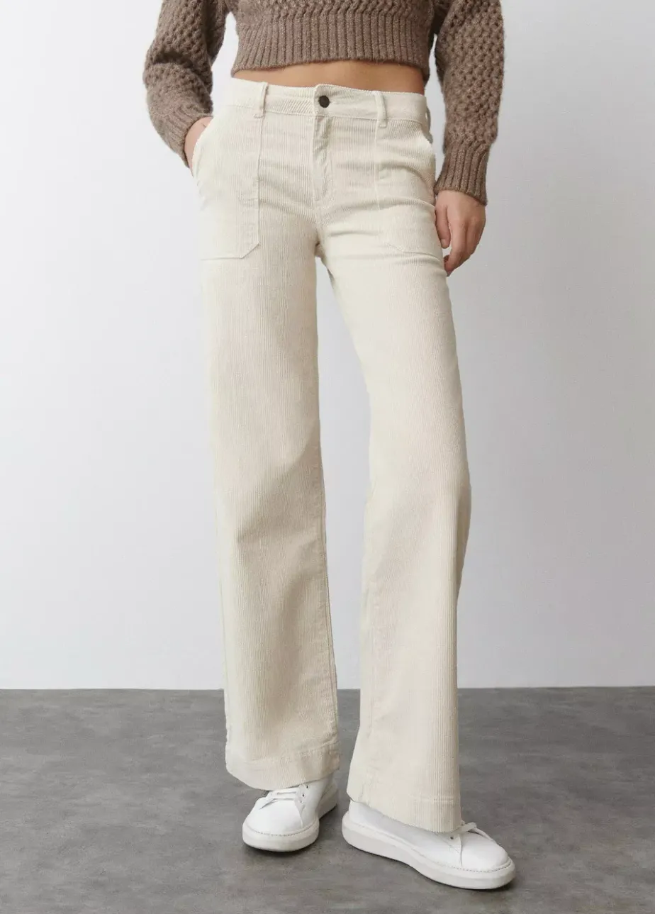 Mujer Brownie Spain Pantalones-Pantalon Pana Culotte Bolsillo Frontal