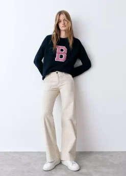 Mujer Brownie Spain Pantalones-Pantalon Pana Culotte Bolsillo Frontal