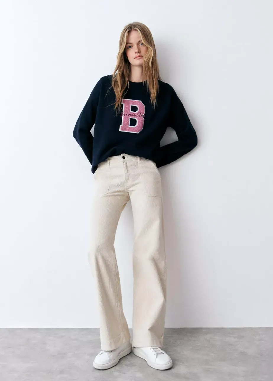 Mujer Brownie Spain Pantalones-Pantalon Pana Culotte Bolsillo Frontal