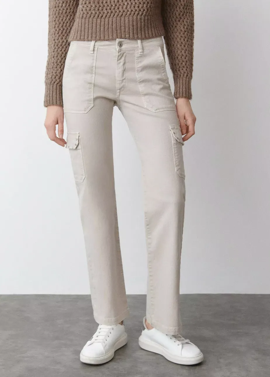 Mujer Brownie Spain Pantalones-Pantalon Recto Cargo Tachas