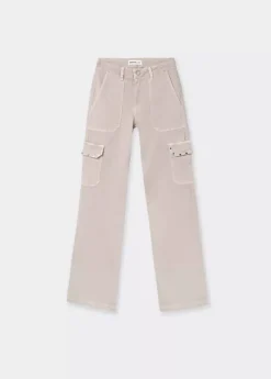 Mujer Brownie Spain Pantalones-Pantalon Recto Cargo Tachas