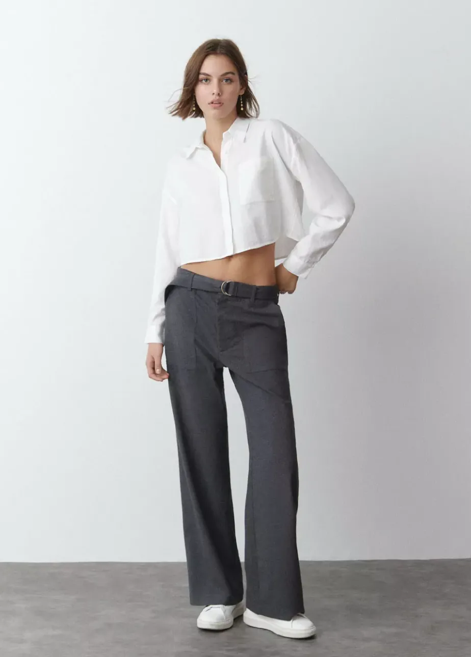 Mujer Brownie Spain Pantalones-Pantalon Recto Con Cinturon