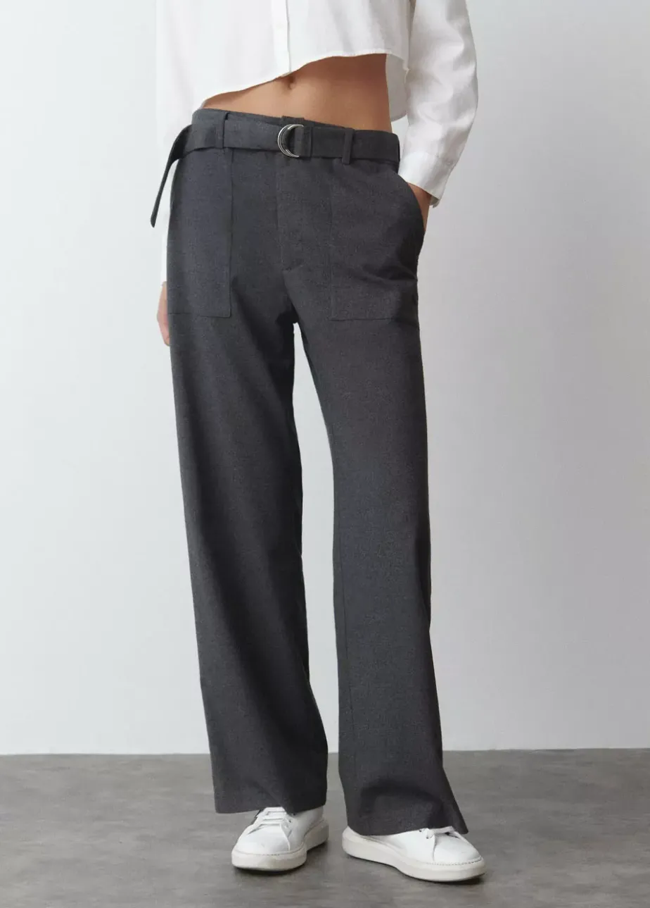 Mujer Brownie Spain Pantalones-Pantalon Recto Con Cinturon