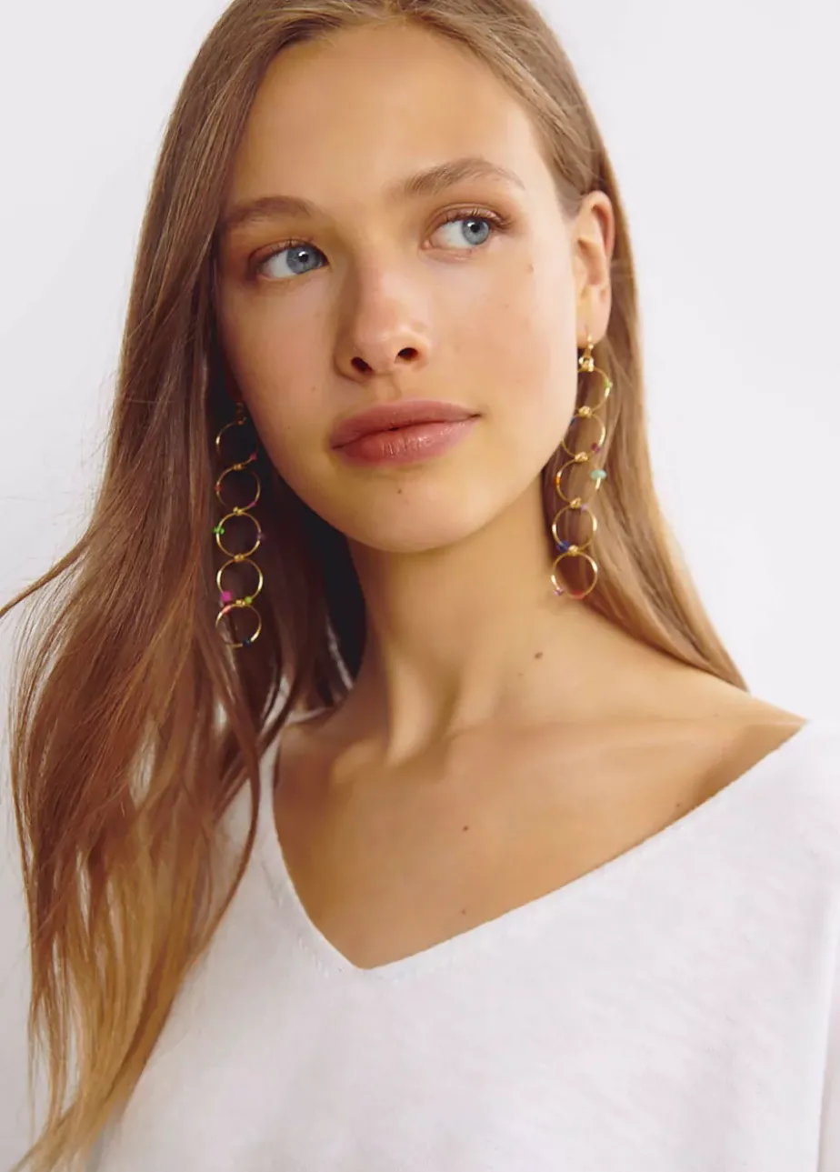 Mujer Brownie Spain Otros Accesorios-Pendientes Largo Cinco Aros Piedras