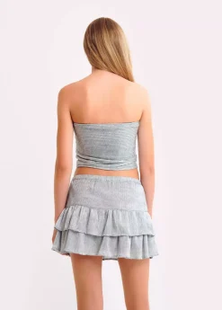 Mujer Brownie Spain Tops-Top Bandeau Tejido Plateado