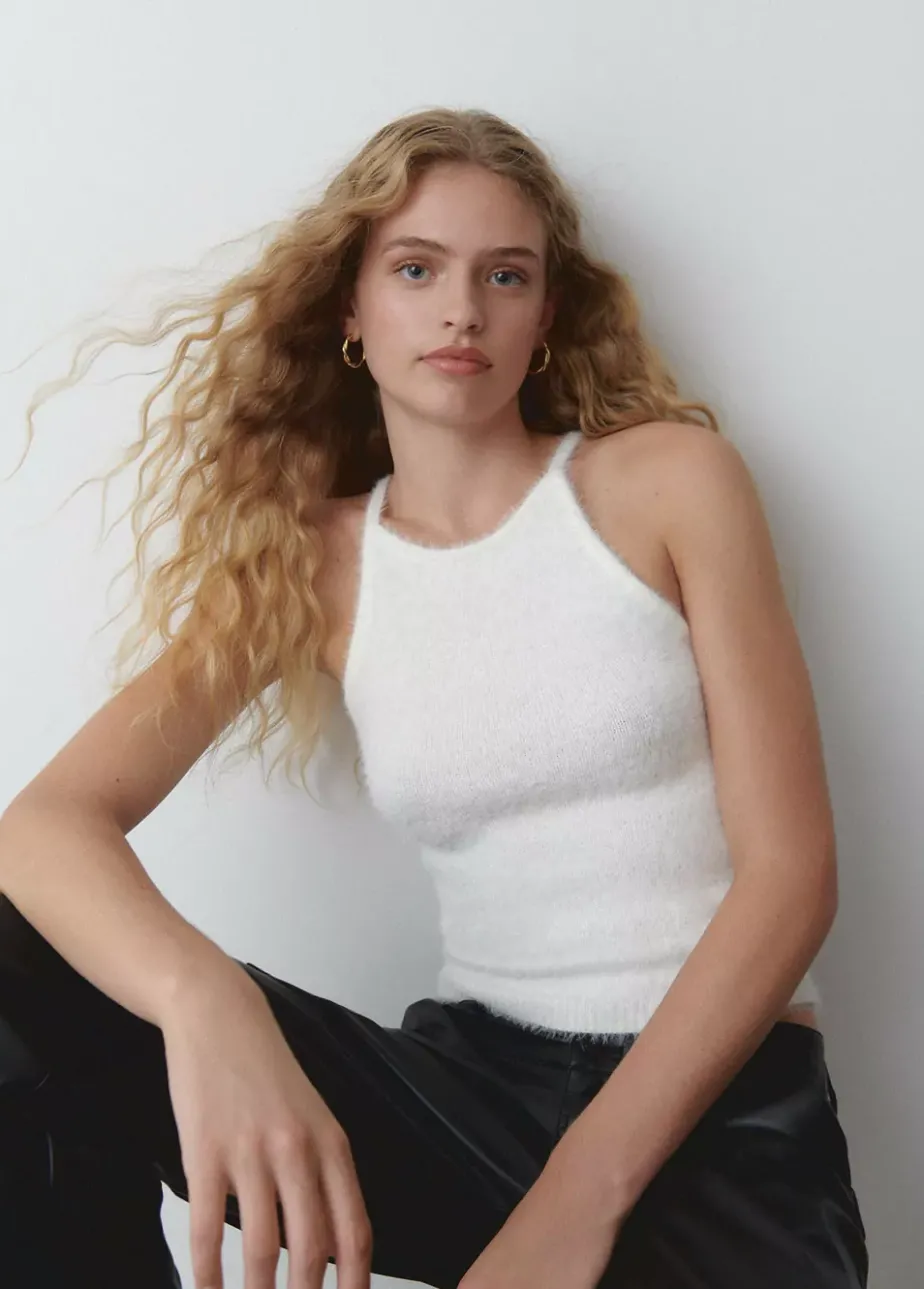 Mujer Brownie Spain Tops-Top Punto Peluche Halter
