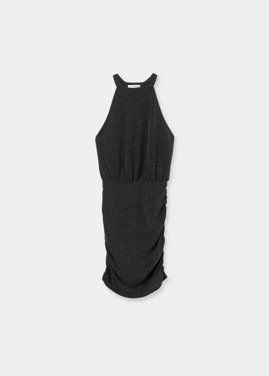 Mujer Brownie Spain Vestidos-Vestido Halter Tejido Metalizado