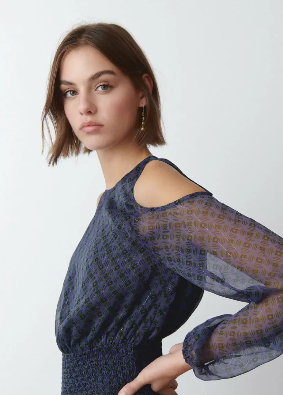 Mujer Brownie Spain Vestidos-Vestido Hombros Cut Out Falda Smock