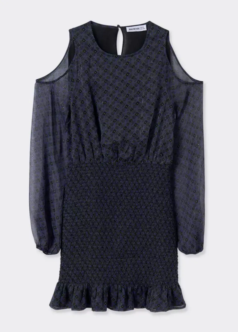 Mujer Brownie Spain Vestidos-Vestido Hombros Cut Out Falda Smock